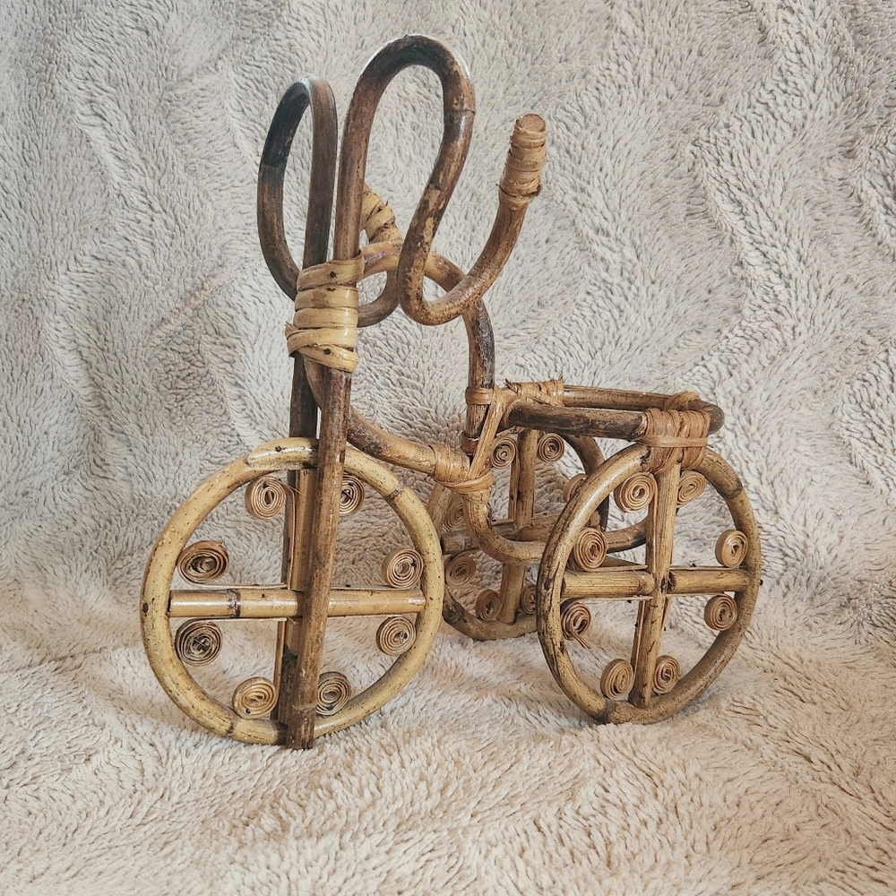 Decorative Rattan Tricycle Plant Stand